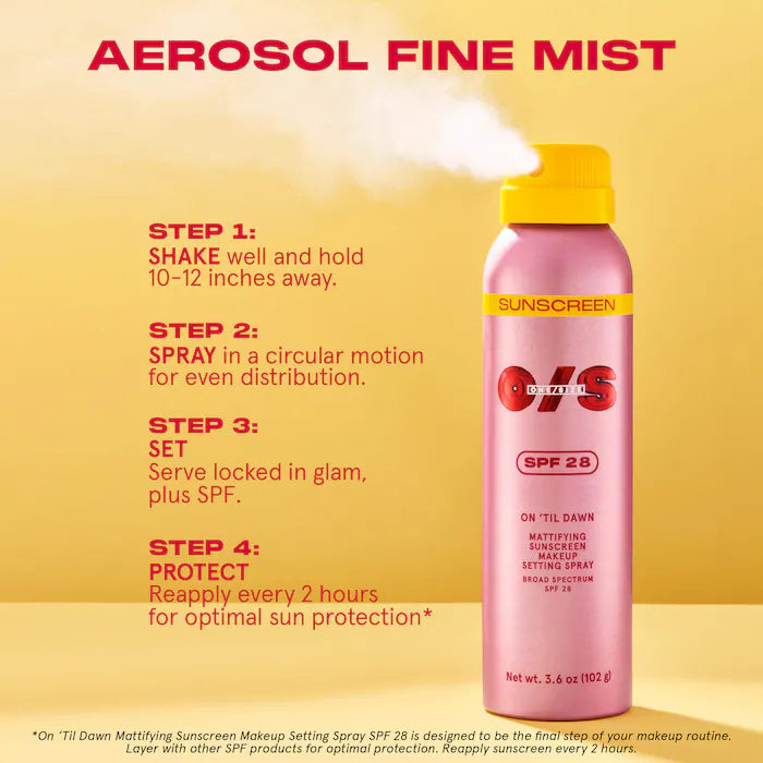 One Size On’ Till Dawn Mattifying Sunscreen MakeUp Setting Spray SPF 28