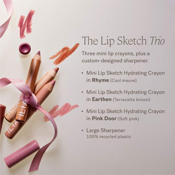 *PREORDER* ILIA
Mini Lip Sketch Trio - Long-Wear Lipstick + Lipliner